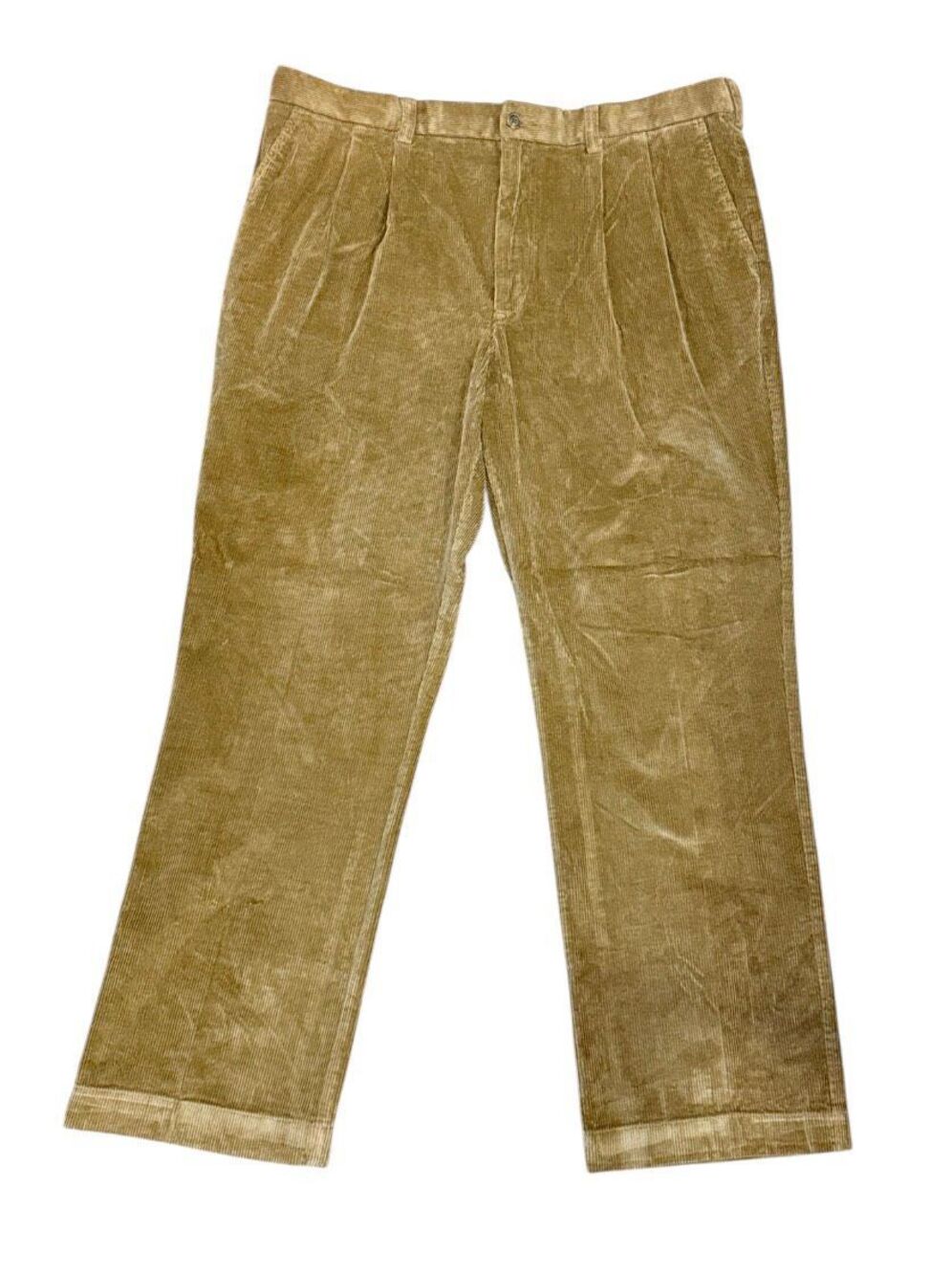 Roundtree & Yorke Vintage Classic Fit Corduroy Pleated Front Pants 40X30 Lt. Br